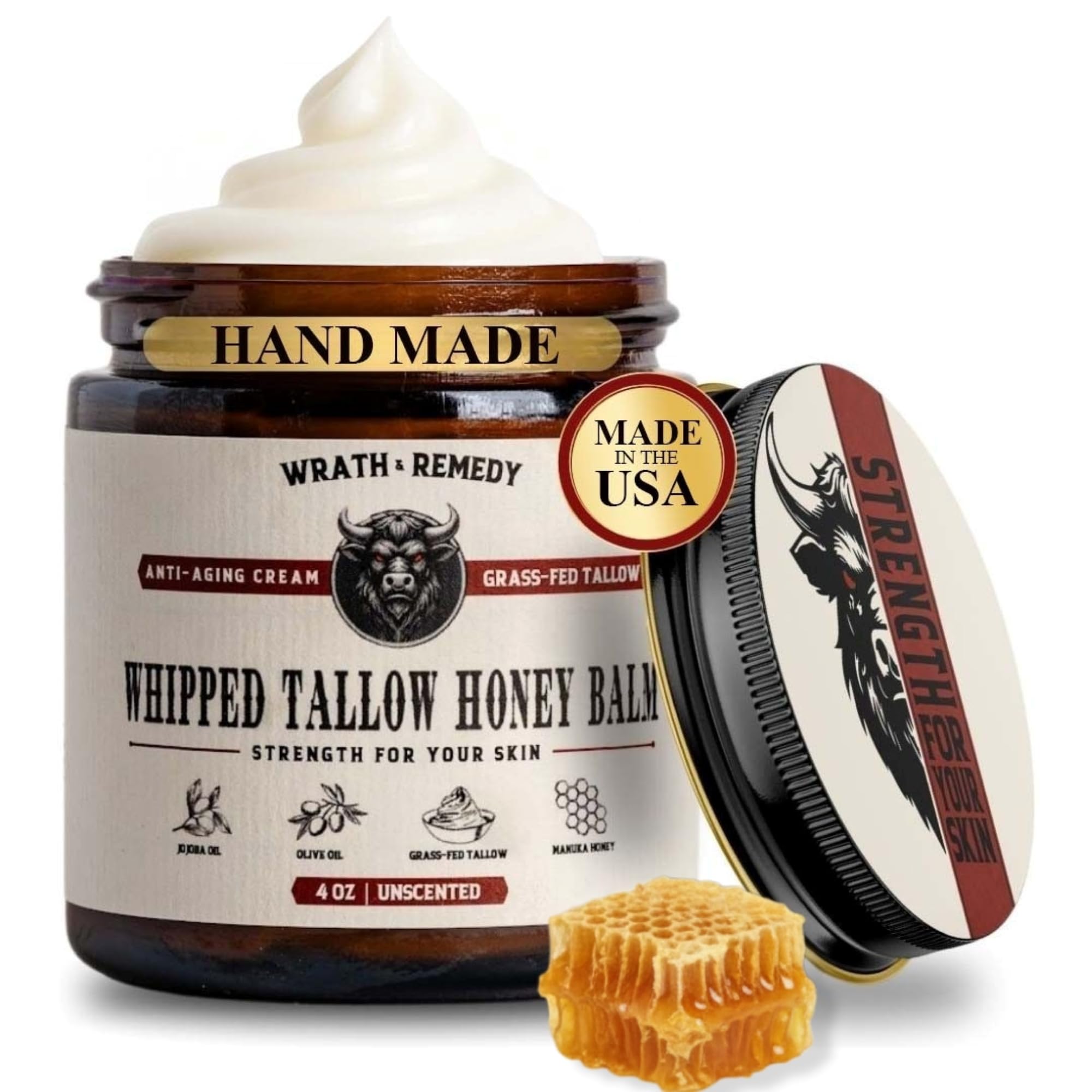 Wrath & Remedy Unscented Grass-Fed Beef Tallow for Skin product.