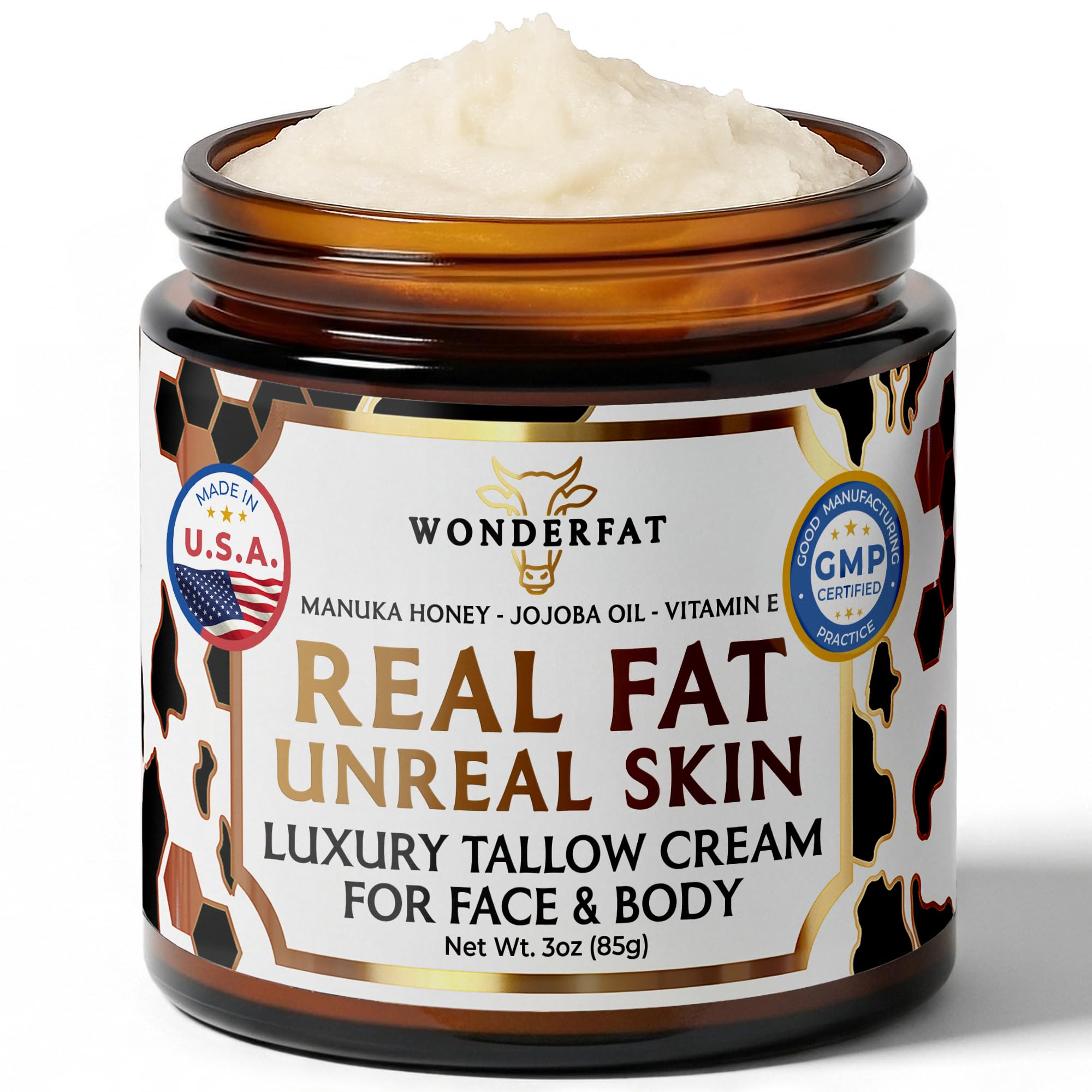 Wonderfat Whipped Grass-Fed Tallow & Honey Balm product.